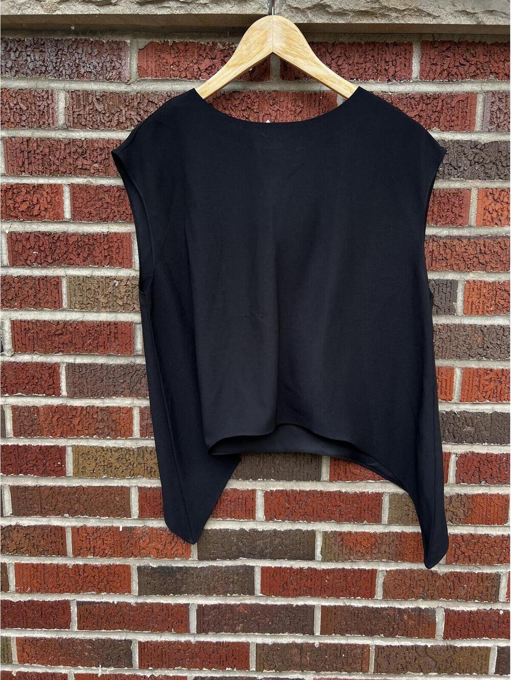 Linea Black Boat Neck Butterfly Hem Short Sleeve Top